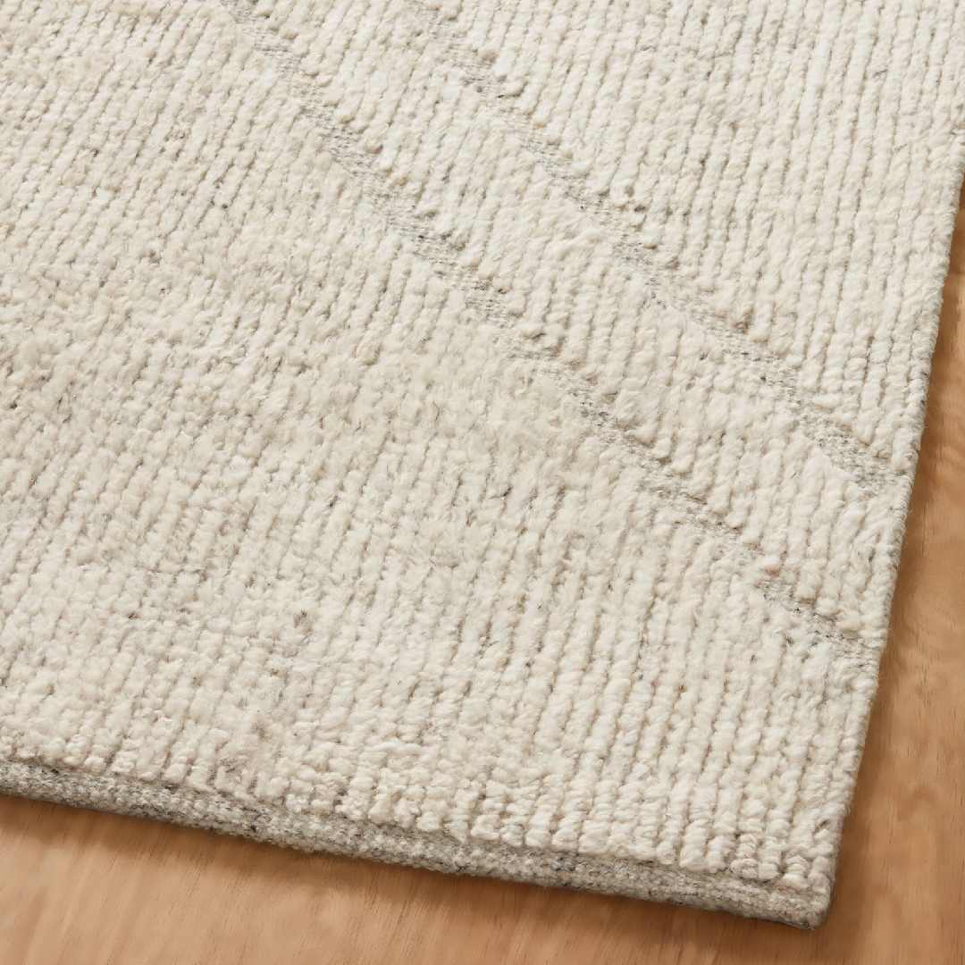 Moroccan Ribbed Grey Ivory Rug  | Best Moroccan Rugs Online
